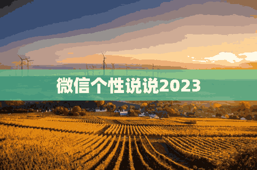 微信个性说说2023(微信个性说说2023年)